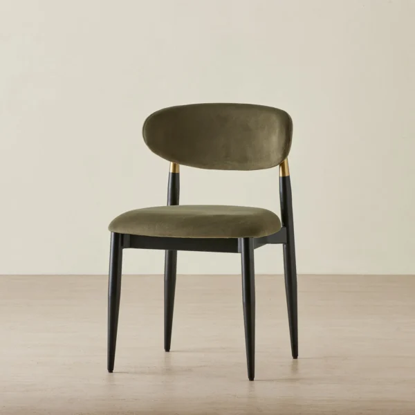 Amali Olive Green Velvet Dining Chair